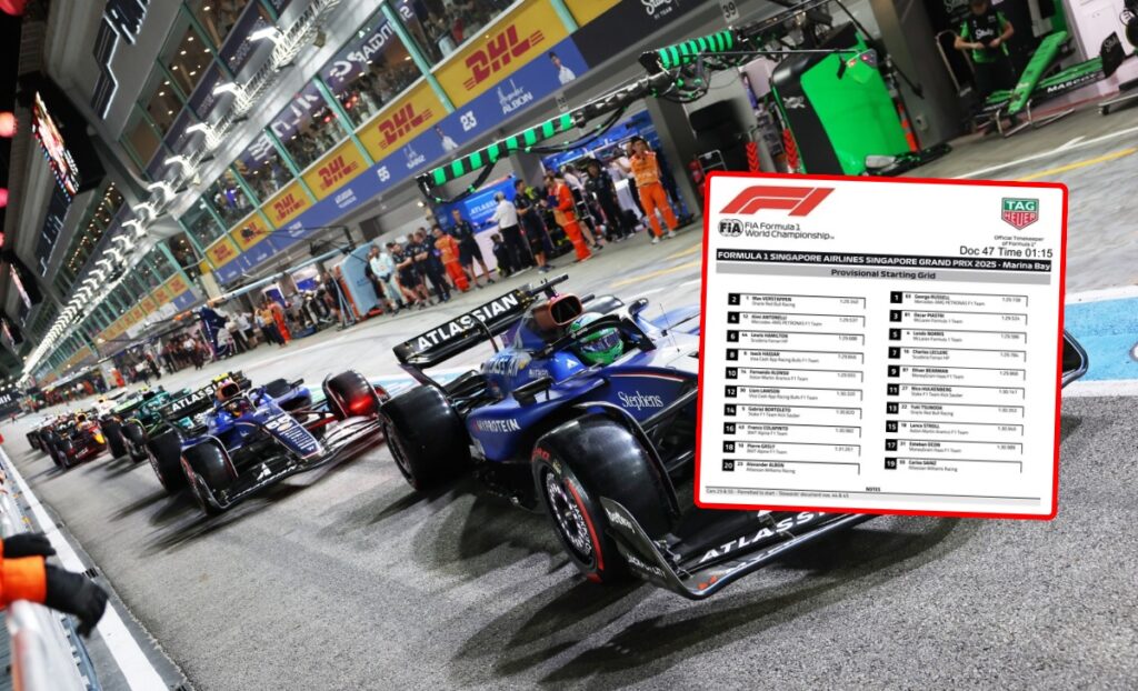 La griglia di partenza del GP di Singapore
