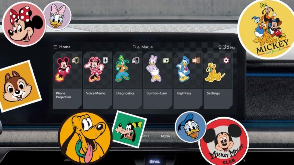 i personaggi Disney più iconici sull’infotainment dell’auto